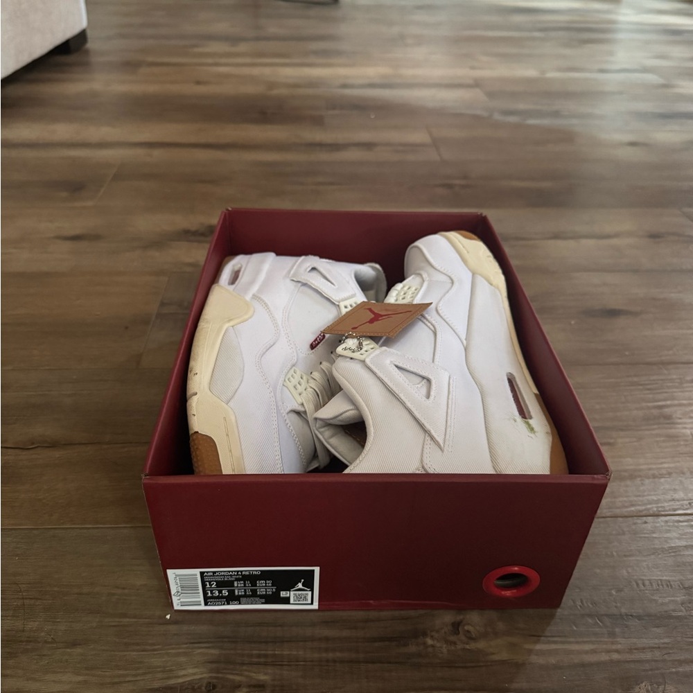Jordan White and Red Sneakers Comfortable Low-Top Design